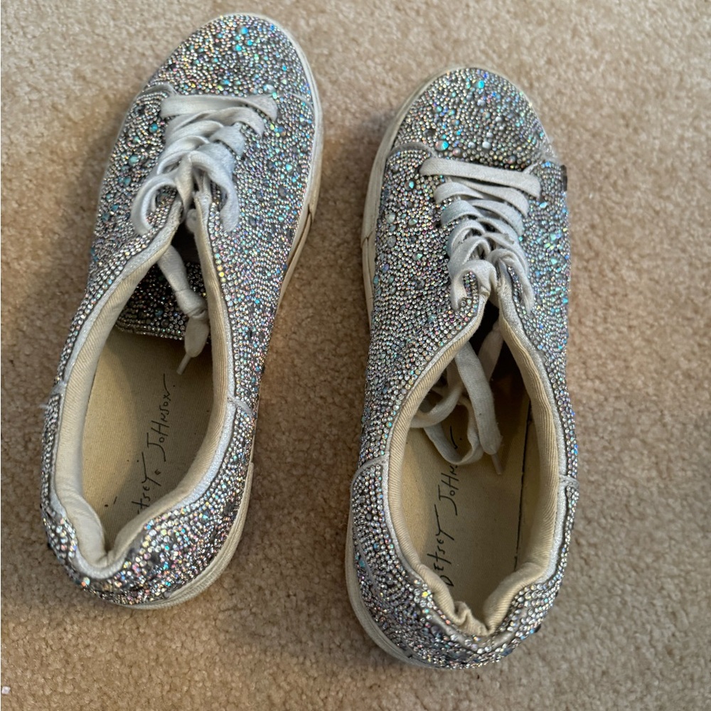 Betsey Johnson Sparkling Silver Sneakers